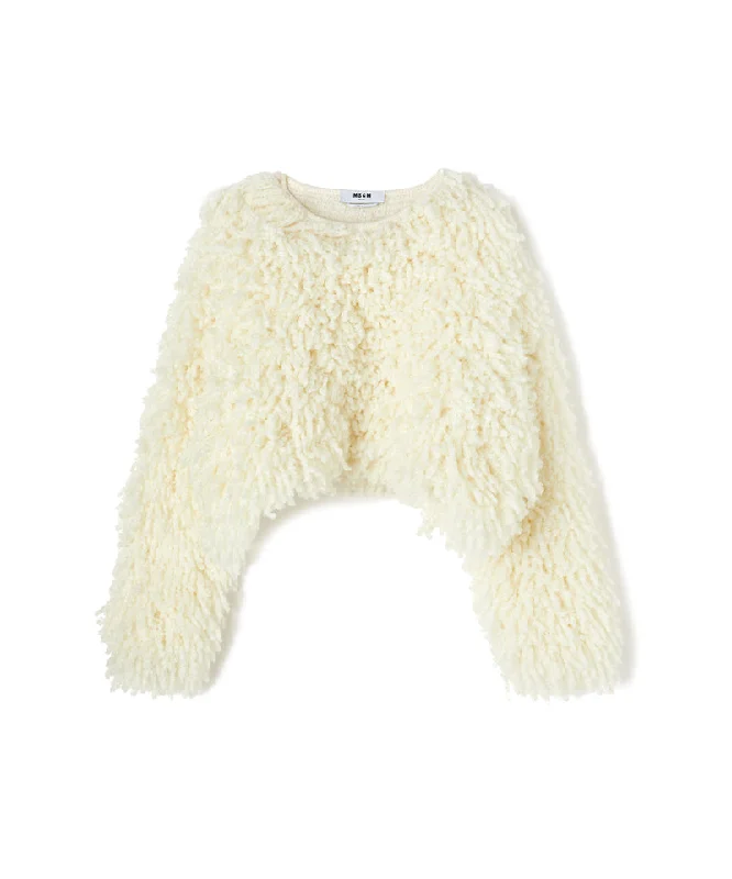 Sweater with "Boucle Meta fur" concept White