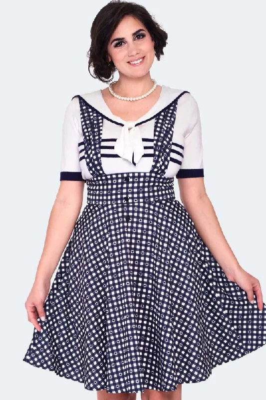 Heart Gingham Overall Flare Skirt