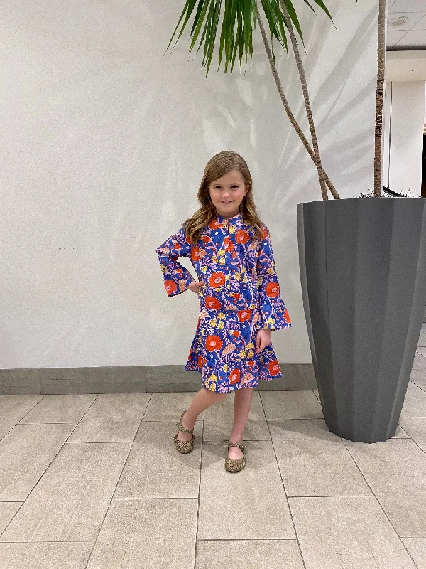 The Makayla Blue Iris Print Dress for Girls