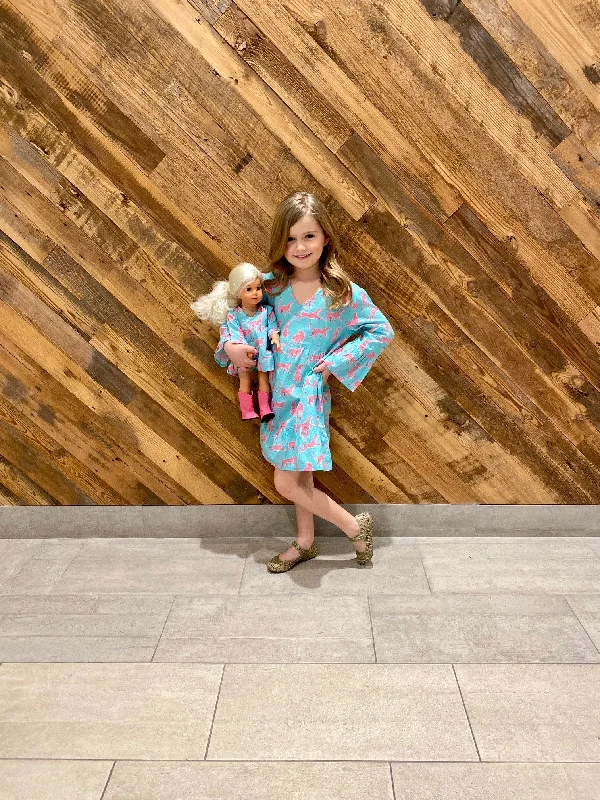 The Playa Turquoise and Pink Cheetah Print Dress for Girls